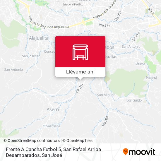 Mapa de Frente A Cancha Futbol 5, San Rafael Arriba Desamparados