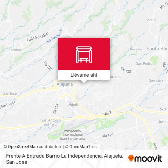 Mapa de Frente A Entrada Barrio La Independencia, Alajuela