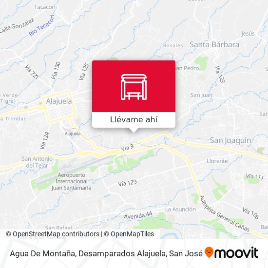 Mapa de Agua De Montaña, Desamparados Alajuela