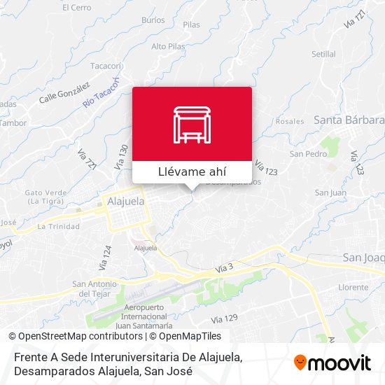 Mapa de Frente A Sede Interuniversitaria De Alajuela, Desamparados Alajuela