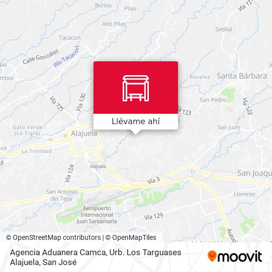 Mapa de Agencia Aduanera Camca, Urb. Los Targuases Alajuela