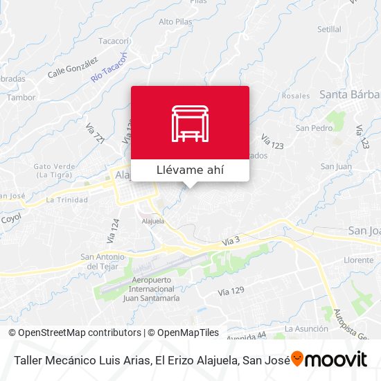 Mapa de Taller Mecánico Luis Arias, El Erizo Alajuela
