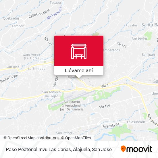 Mapa de Paso Peatonal Invu Las Cañas, Alajuela