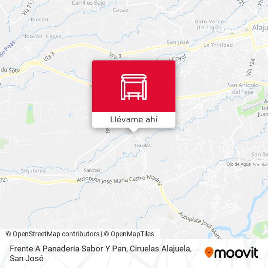 Mapa de Frente A Panadería Sabor Y Pan, Ciruelas Alajuela