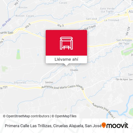 Mapa de Primera Calle Las Trillizas, Ciruelas Alajuela