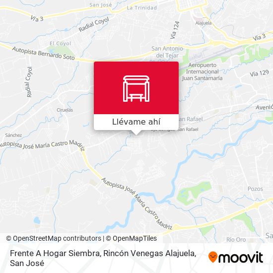 Mapa de Frente A Hogar Siembra, Rincón Venegas Alajuela