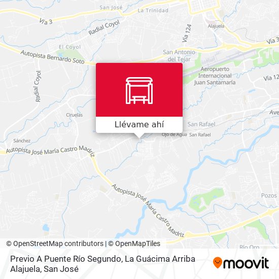 Mapa de Previo A Puente Río Segundo, La Guácima Arriba Alajuela