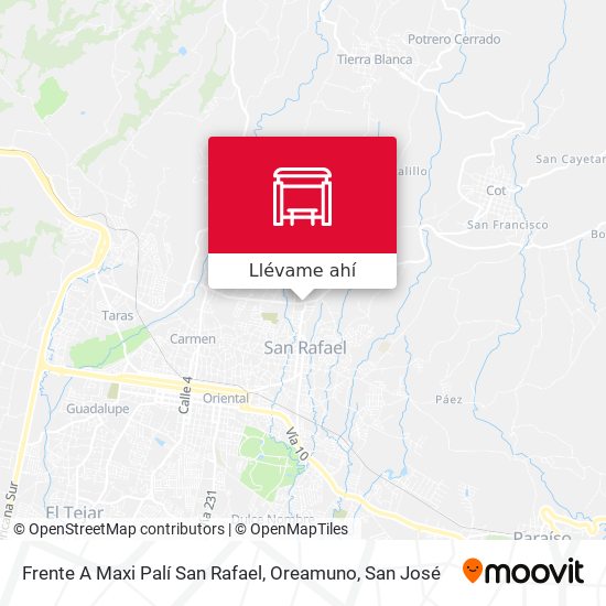 Mapa de Frente A Maxi Palí San Rafael, Oreamuno