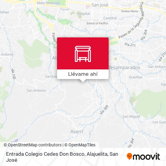 Mapa de Entrada Colegio Cedes Don Bosco, Alajuelita