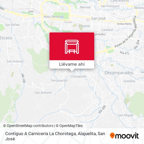 Mapa de Contiguo A Carnicería La Chorotega, Alajuelita