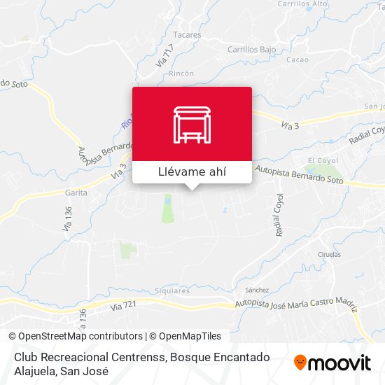 Mapa de Club Recreacional Centrenss, Bosque Encantado Alajuela