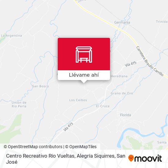 Mapa de Centro Recreativo Río Vueltas, Alegría Siquirres