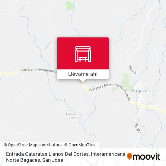 Mapa de Entrada Cataratas Llanos Del Cortes, Interamericana Norte Bagaces