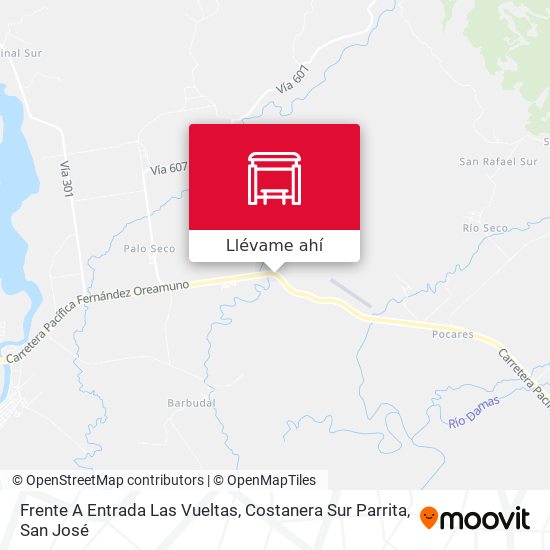 Mapa de Frente A Entrada Las Vueltas, Costanera Sur Parrita