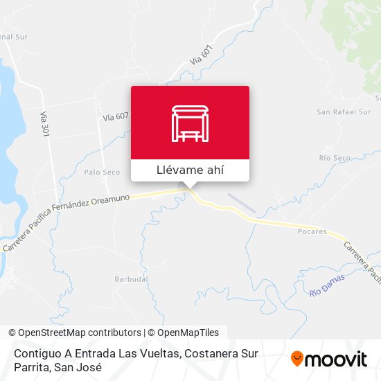 Mapa de Contiguo A Entrada Las Vueltas, Costanera Sur Parrita