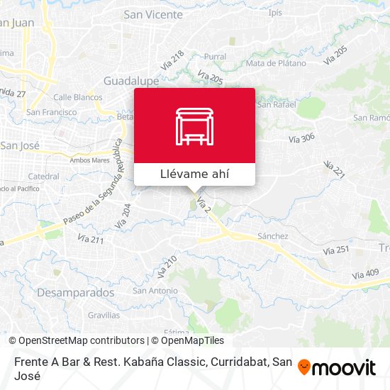 Mapa de Frente A Bar & Rest. Kabaña Classic, Curridabat