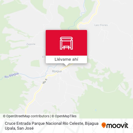 Mapa de Cruce Entrada Parque Nacional Río Celeste, Bijagua Upala