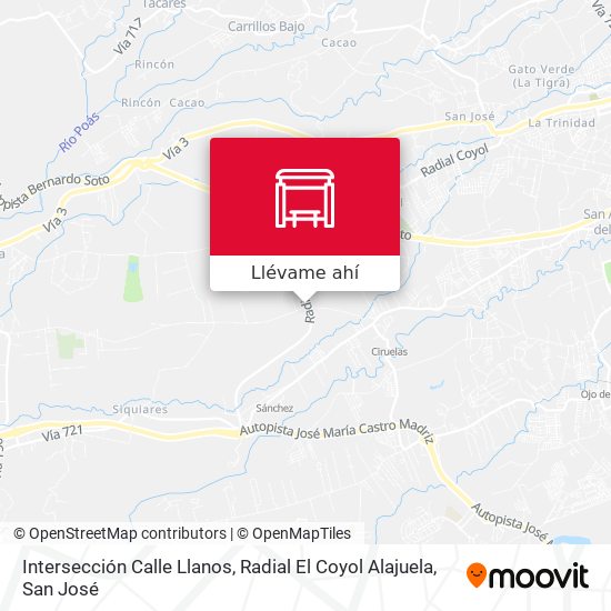 Mapa de Intersección Calle Llanos, Radial El Coyol Alajuela