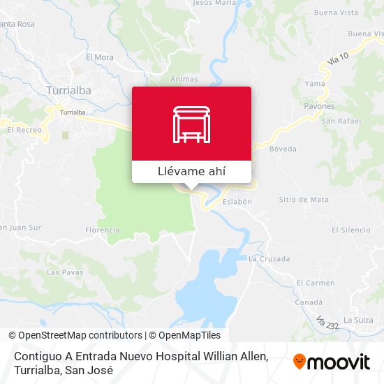 Mapa de Contiguo A Entrada Nuevo Hospital Willian Allen, Turrialba