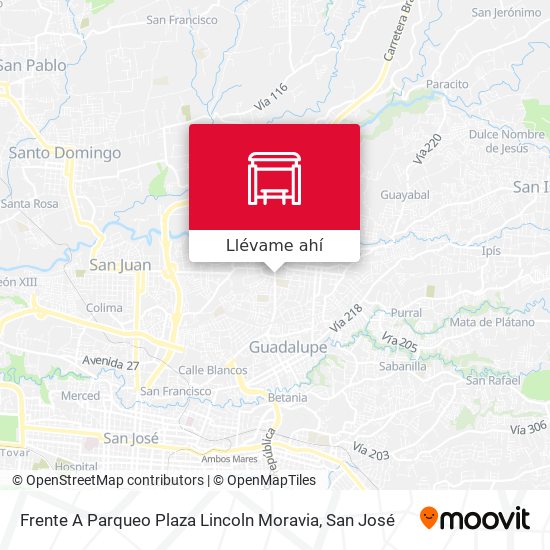 Mapa de Frente A Parqueo Plaza Lincoln Moravia