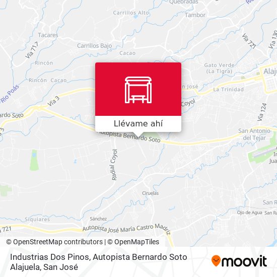 Mapa de Industrias Dos Pinos, Autopista Bernardo Soto Alajuela