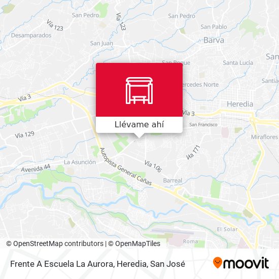 Mapa de Frente A Escuela La Aurora, Heredia