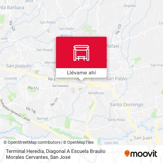 Mapa de Terminal Heredia, Diagonal A Escuela Braulio Morales Cervantes
