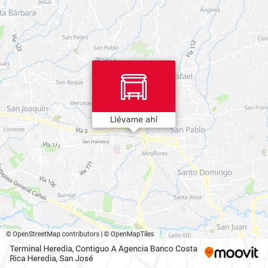 Mapa de Terminal Heredia, Contiguo A Agencia Banco Costa Rica Heredia