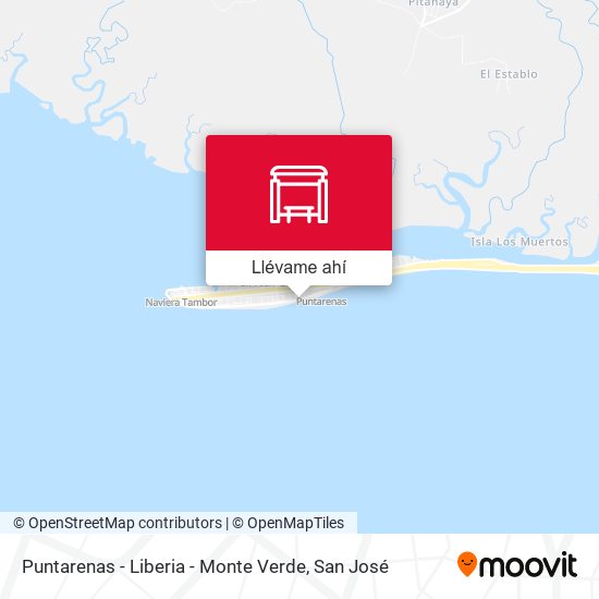 Mapa de Puntarenas - Liberia - Monte Verde
