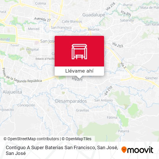 Mapa de Contiguo A Super Baterias San Francisco, San José
