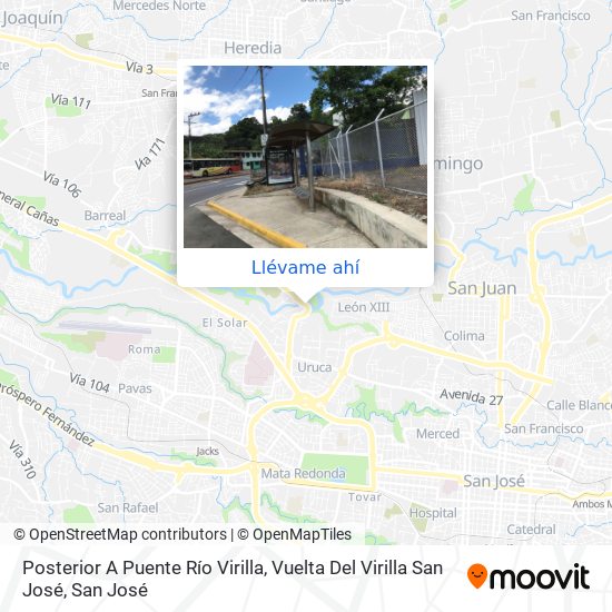 Mapa de Posterior A Puente Río Virilla, Vuelta Del Virilla San José