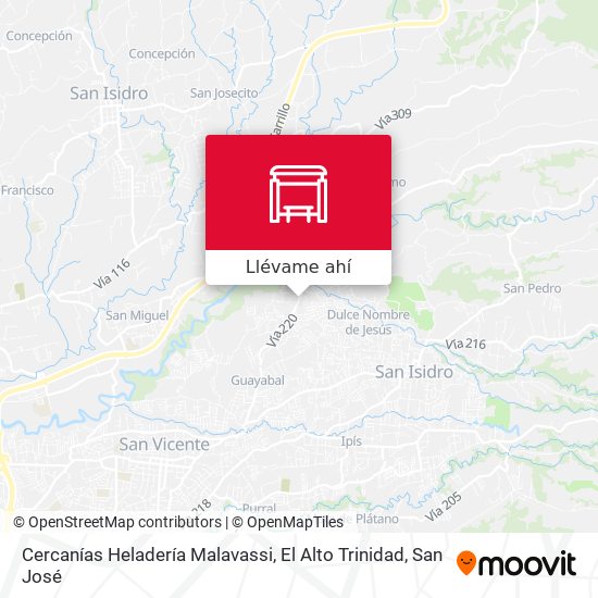 Mapa de Cercanías Heladería Malavassi, El Alto Trinidad