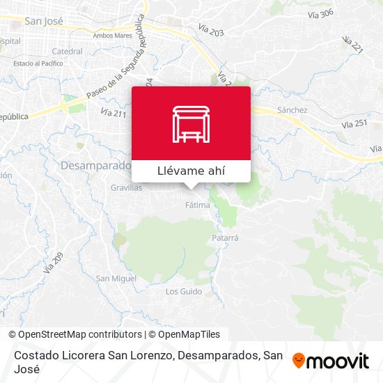 Mapa de Costado Licorera San Lorenzo, Desamparados