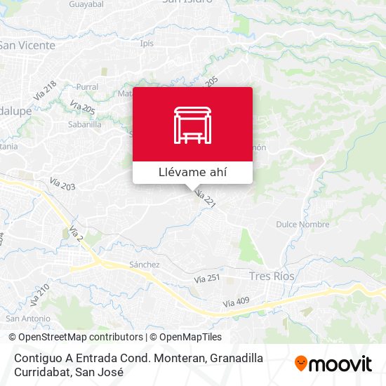 Mapa de Contiguo A Entrada Cond. Monteran, Granadilla Curridabat