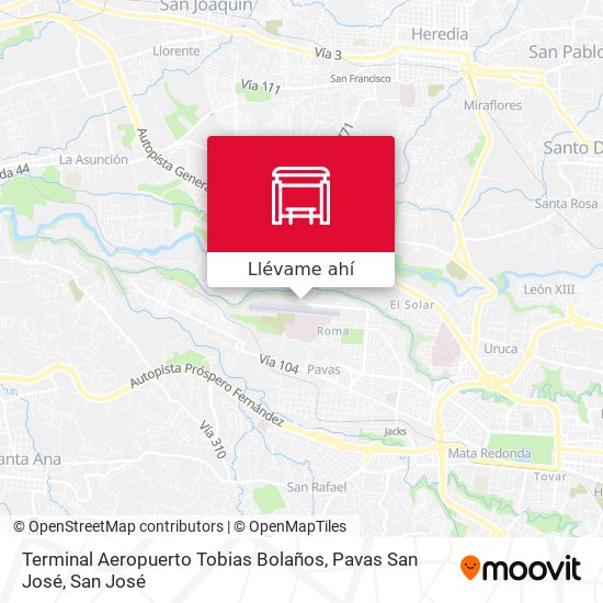 Mapa de Terminal Aeropuerto Tobias Bolaños, Pavas San José