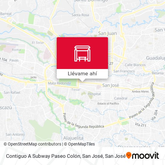 Mapa de Contiguo A Subway Paseo Colón, San José