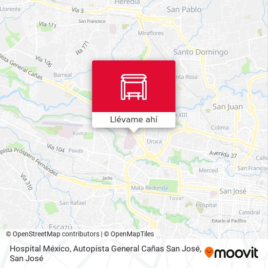 Mapa de Hospital México, Autopista General Cañas San José