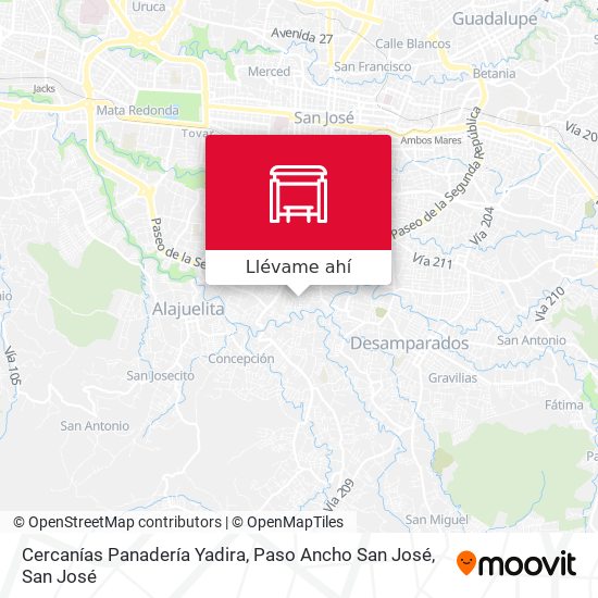 Mapa de Cercanías Panadería Yadira, Paso Ancho San José