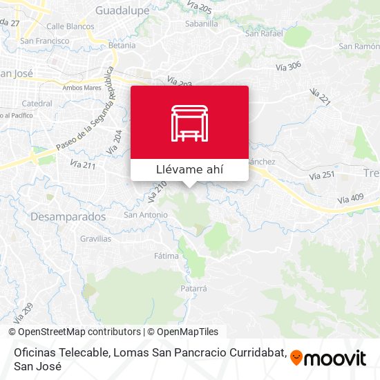 Mapa de Oficinas Telecable, Lomas San Pancracio Curridabat