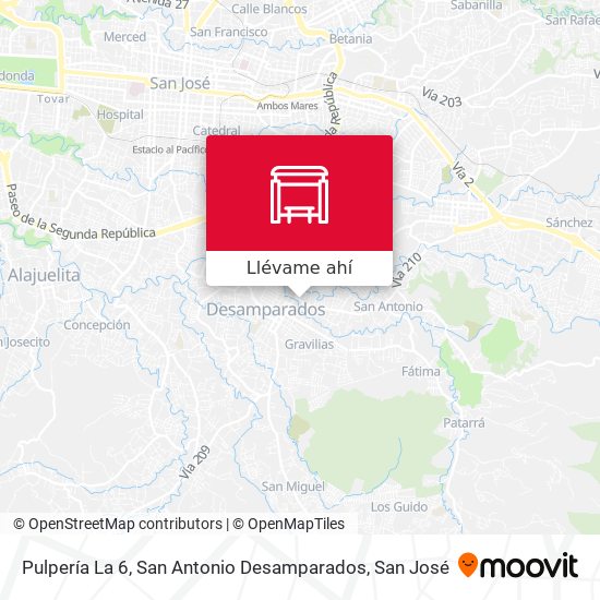 Mapa de Pulpería La 6, San Antonio Desamparados