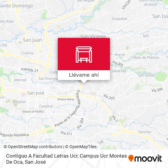 Mapa de Contiguo A Facultad Letras Ucr, Campus Ucr Montes De Oca