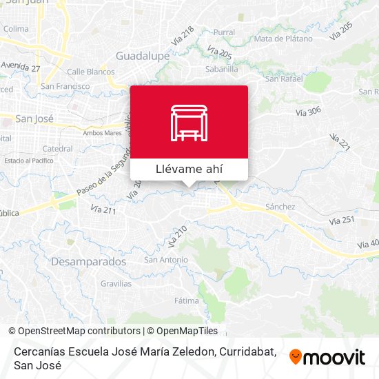 Mapa de Cercanías Escuela José María Zeledon, Curridabat