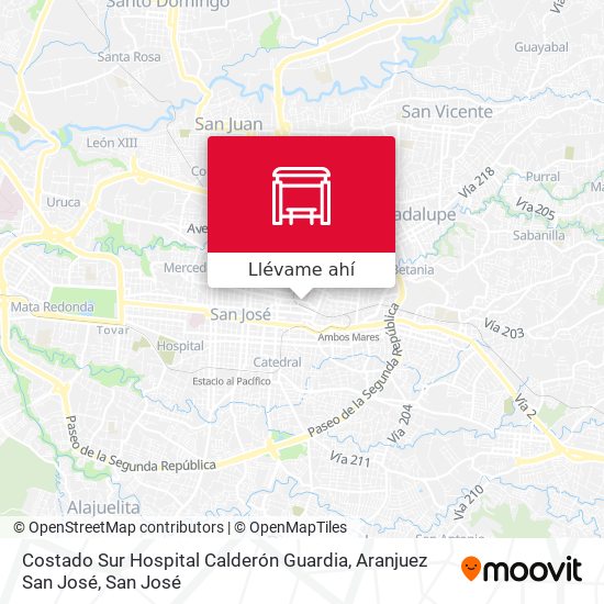 Mapa de Costado Sur Hospital Calderón Guardia, Aranjuez San José