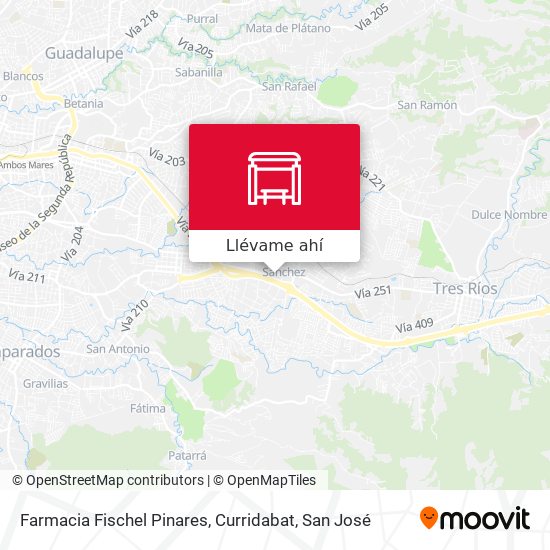 Mapa de Farmacia Fischel Pinares, Curridabat