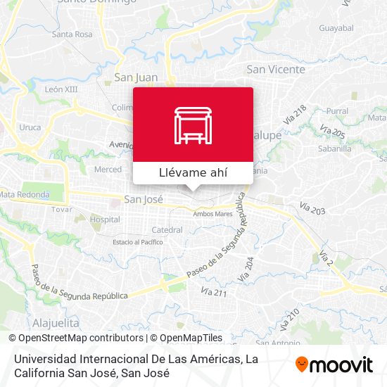 Mapa de Universidad Internacional De Las Américas, La California San José