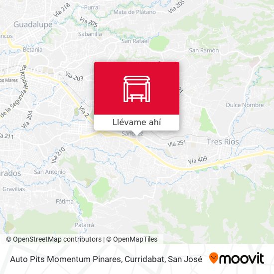 Mapa de Auto Pits Momentum Pinares, Curridabat