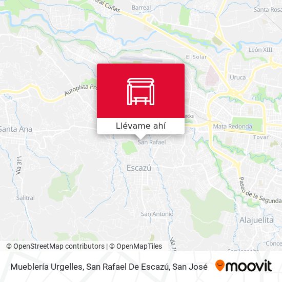 Mapa de Mueblería Urgelles, San Rafael De Escazú