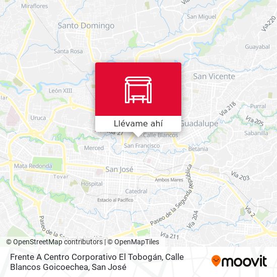 Mapa de Frente A Centro Corporativo El Tobogán, Calle Blancos Goicoechea