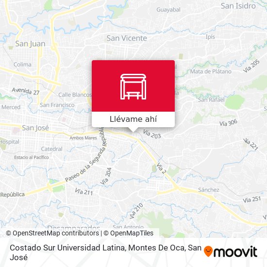 Mapa de Costado Sur Universidad Latina, Montes De Oca
