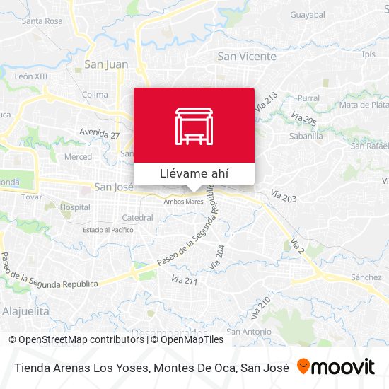 Mapa de Tienda Arenas Los Yoses, Montes De Oca